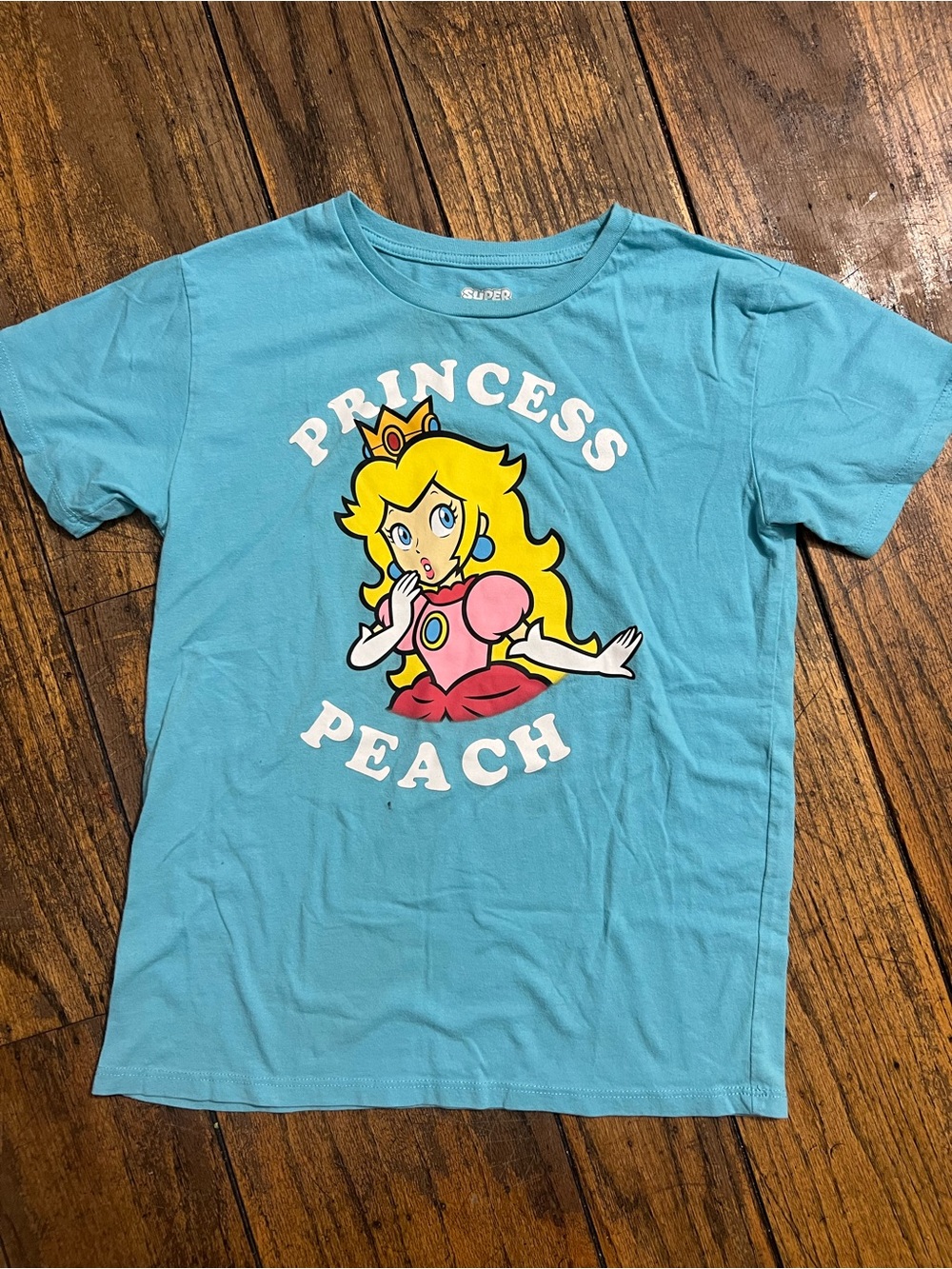Princess Peach Graphic Tee - Light Blue Kids Short Sleeve